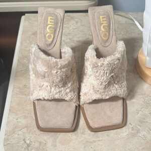 EGO Beige Fur Mules